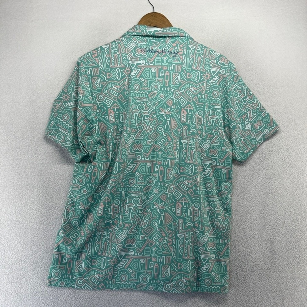William Murray Polo Mens Medium Green Abstract Golf Shirt Performance Stretch - Picture 6 of 10